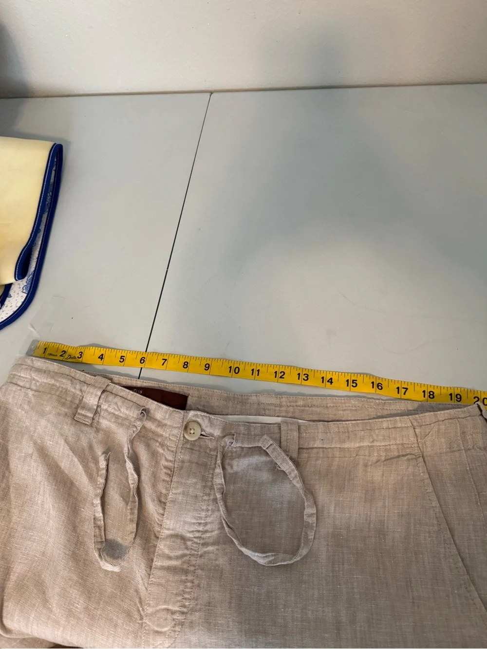 Perry Ellis Linen Pants Mens 38 Beige Drawstring Chino Lightweight Beach
